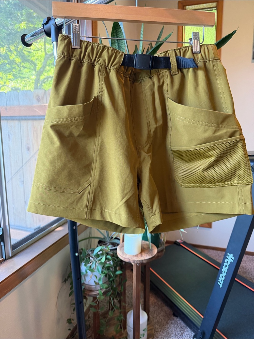 Carhartt Olive Green Utility Cargo Shorts with Elastic Waist
